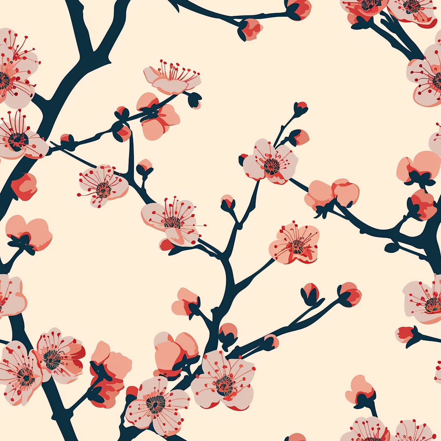 Tissu au Mètre "Fleurs de Cerisier Élégantes"