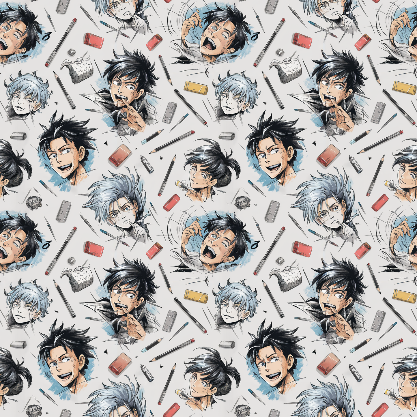 Tissu en coton Oeko-Tex – Motif Kawaii Dessin Manga Animé