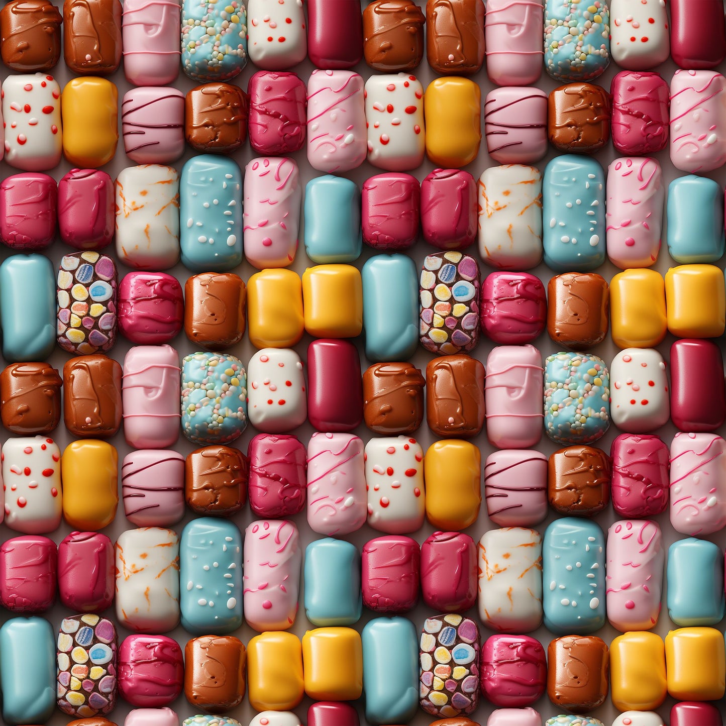 Tissu Chocolats Multicolores Oeko-Tex 100% Coton