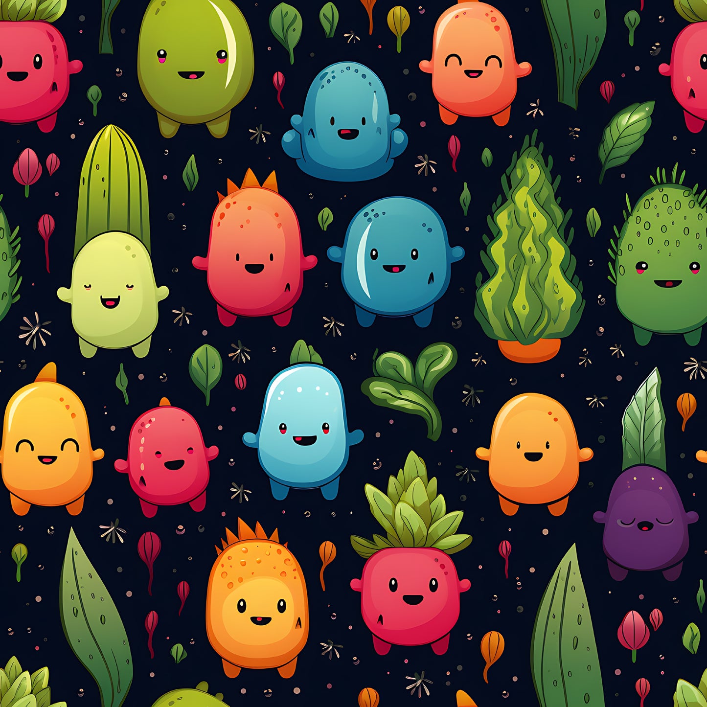 Tissu Enfant Légumes Rigolos Oeko-Tex 100% Coton