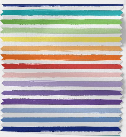 Tissu Imprimé Écologique - Rayures Arc-en-Ciel