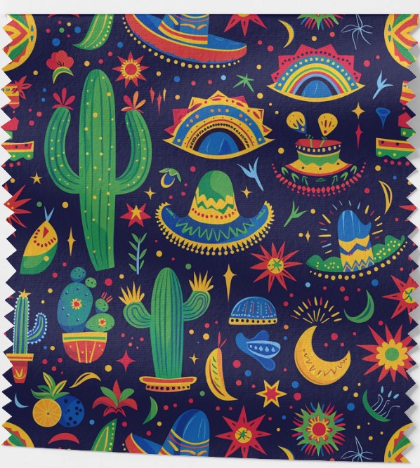 Tissu "Fiesta Mexicaine 3 coloris –Coton Certifié OEKOTEX