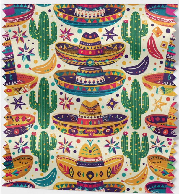 Tissu "Fiesta Mexicaine 3 coloris –Coton Certifié OEKOTEX