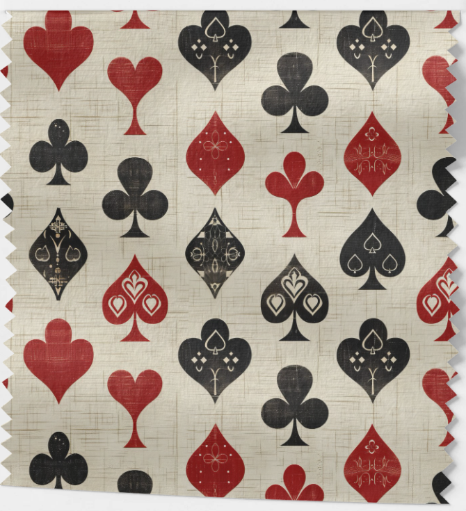 Tissu Coton OEKOTEX - Motifs Jeu de cartes 2 couleurs