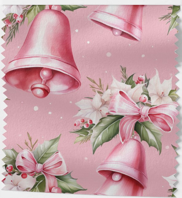 Tissu Coton OEKOTEX - Motifs de Noël en Rose Pastel
