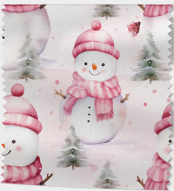 Tissu Coton OEKOTEX - Motifs de Noël en Rose Pastel