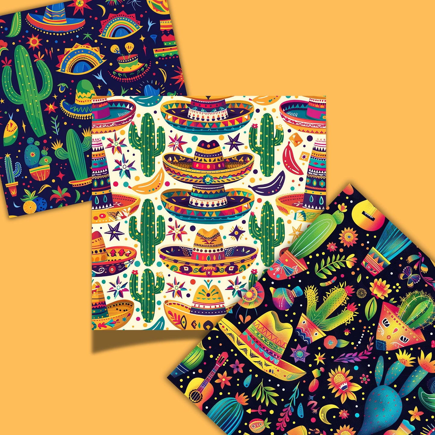 Tissu "Fiesta Mexicaine 3 coloris –Coton Certifié OEKOTEX