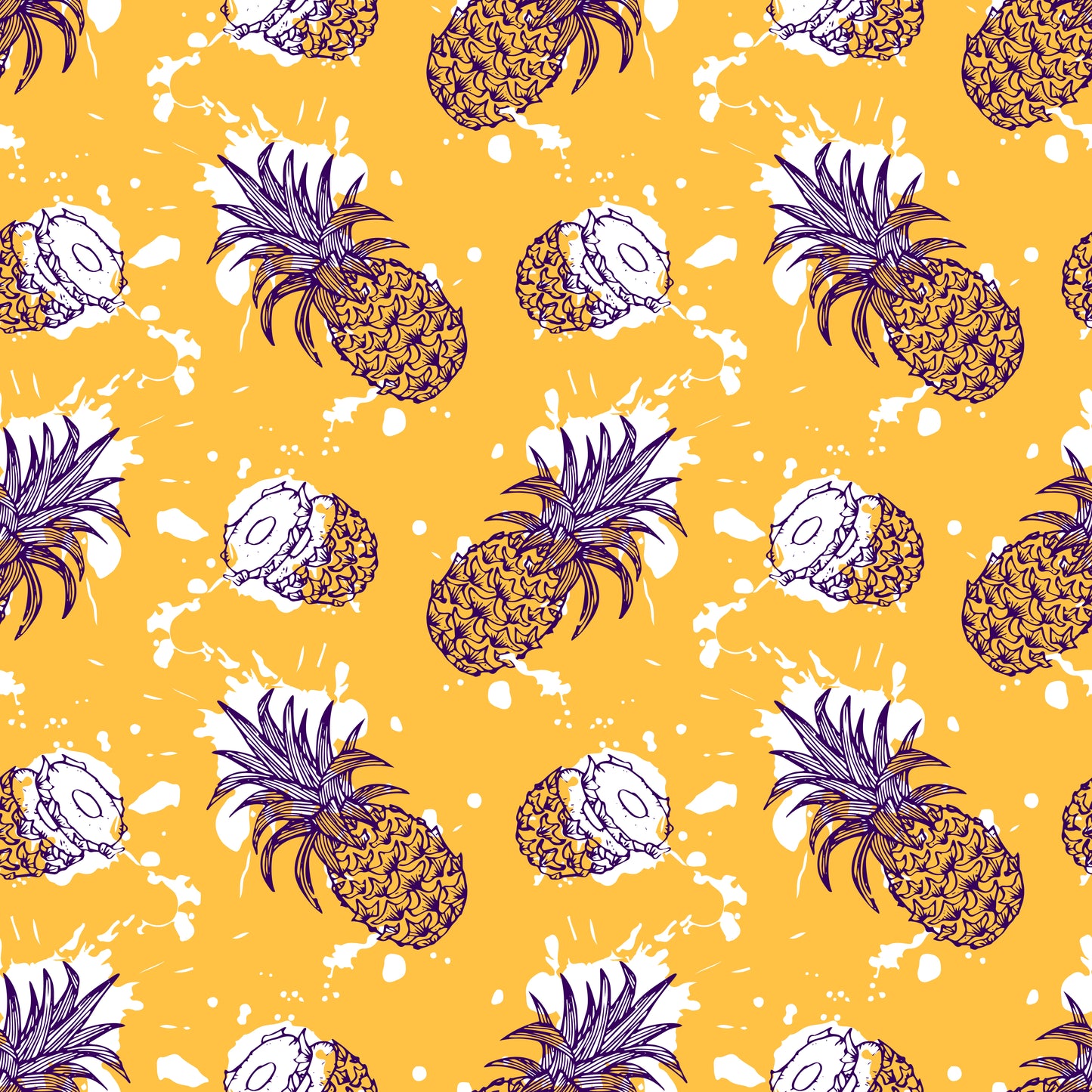 Tissu Ananas Exotiques Oeko-Tex 100% Coton