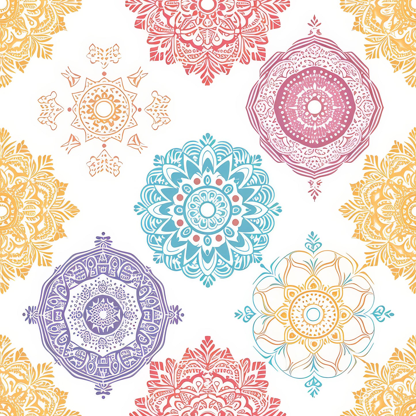 Tissu Mandalas Colorés Oeko-Tex