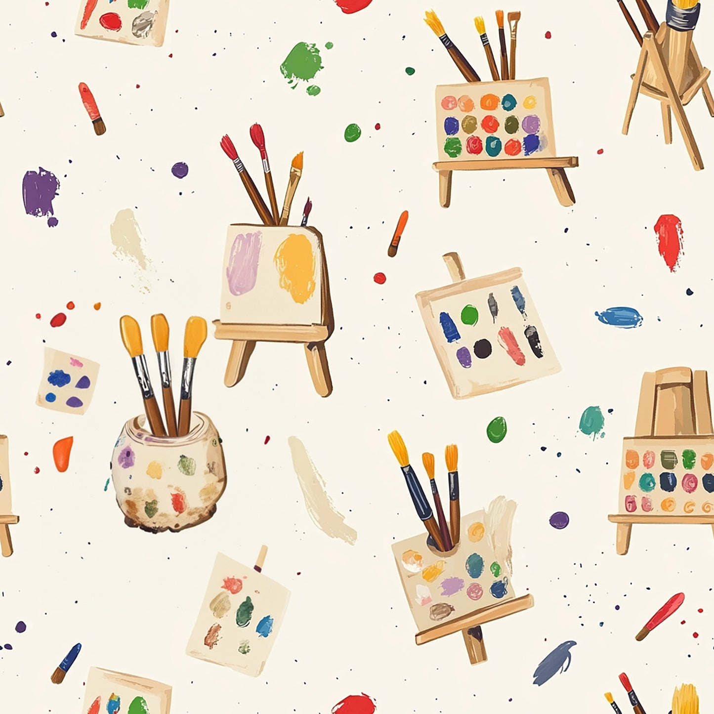Tissu 100% Coton OEKOTEX - Thème "Atelier d'Artiste"