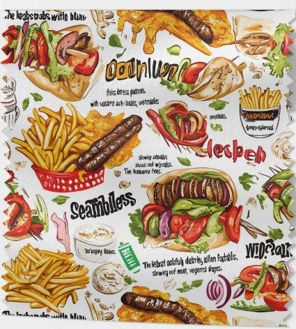 Tissu Thème Fast Food Gourmand