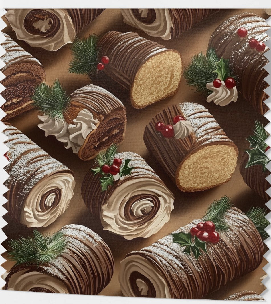 Tissu « Bûche de Noël Gourmande »