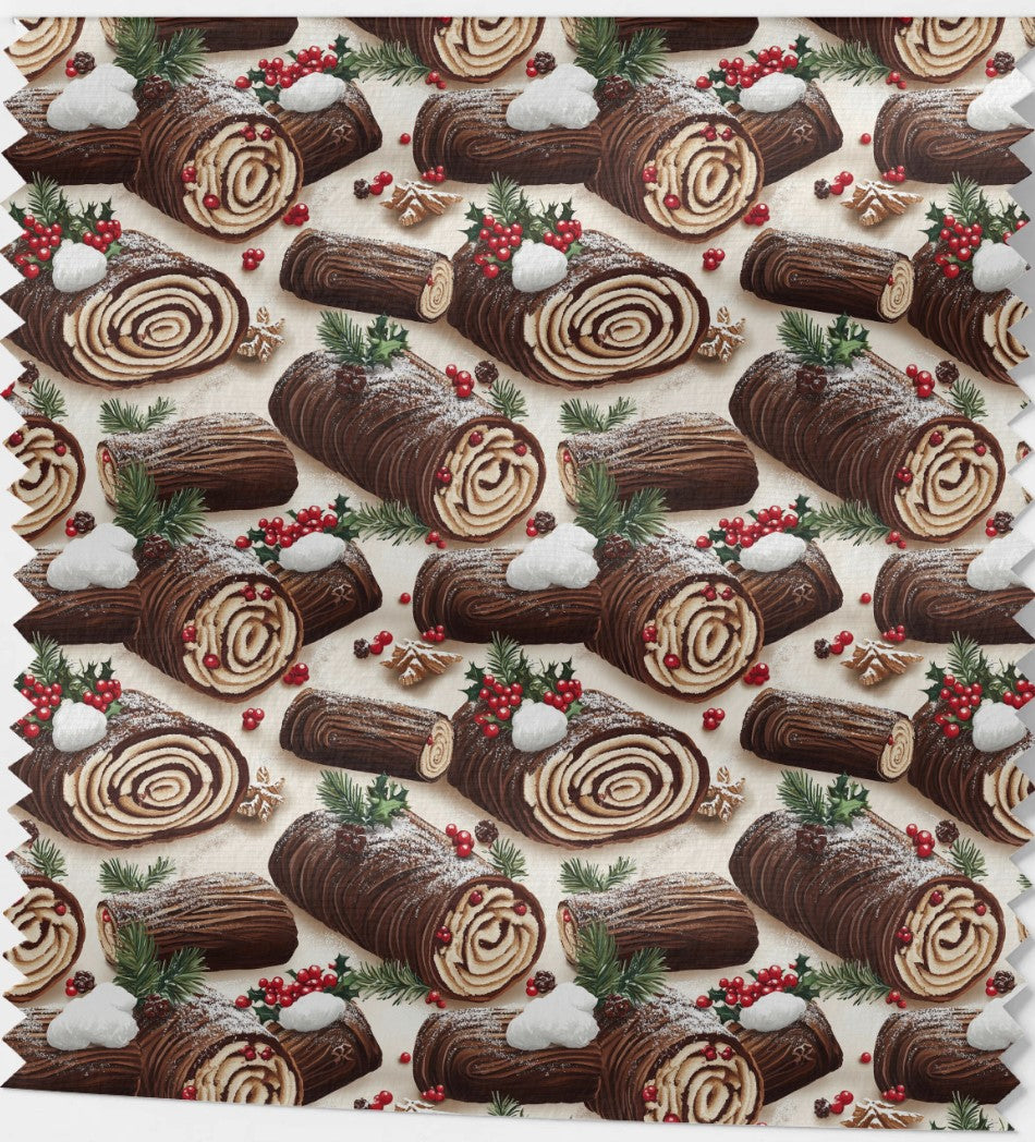 Tissu « Bûche de Noël Gourmande »