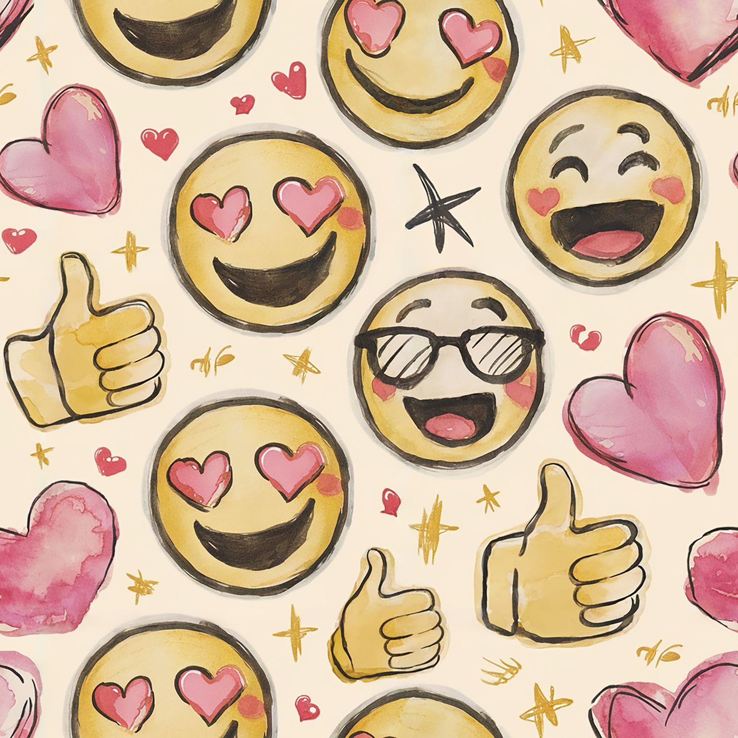 Tissu 100% Coton Oekotex - Thème Smiley