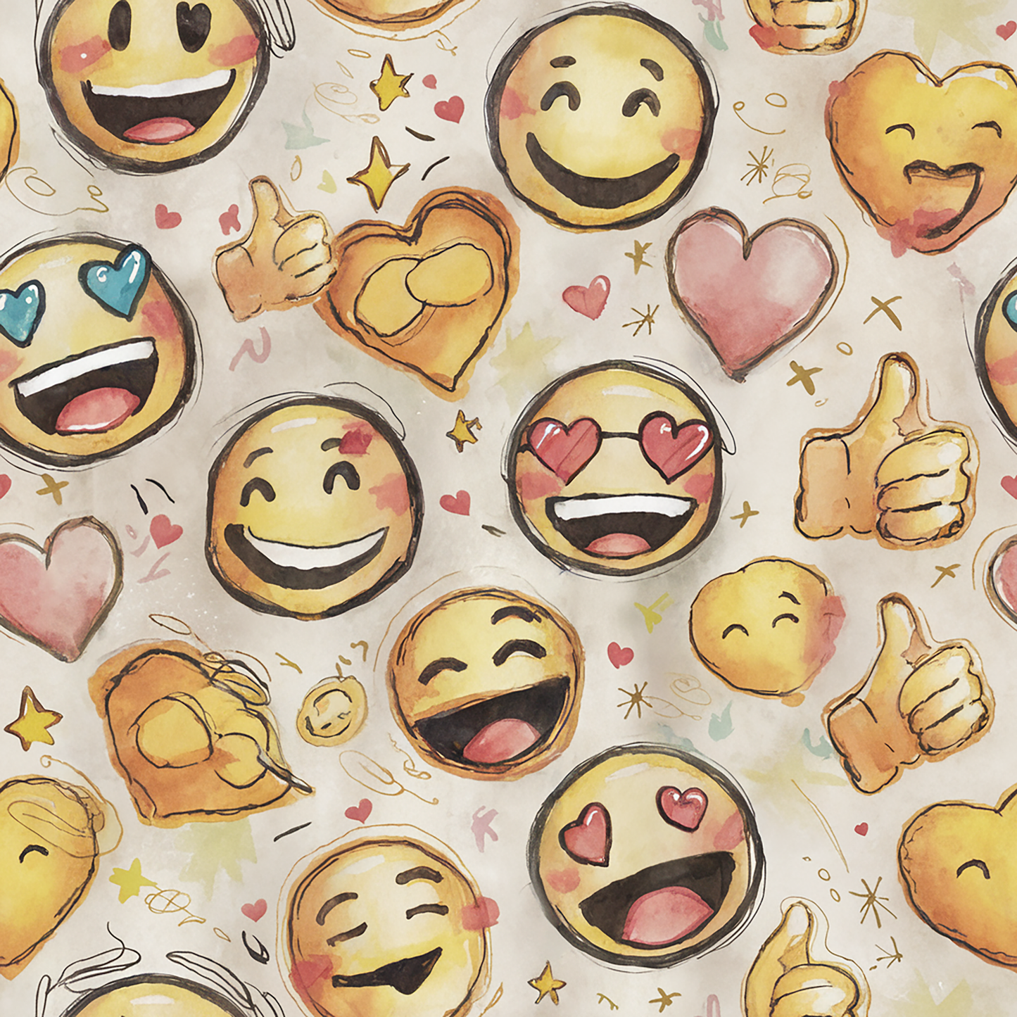 Tissu 100% Coton Oekotex - Thème Smiley