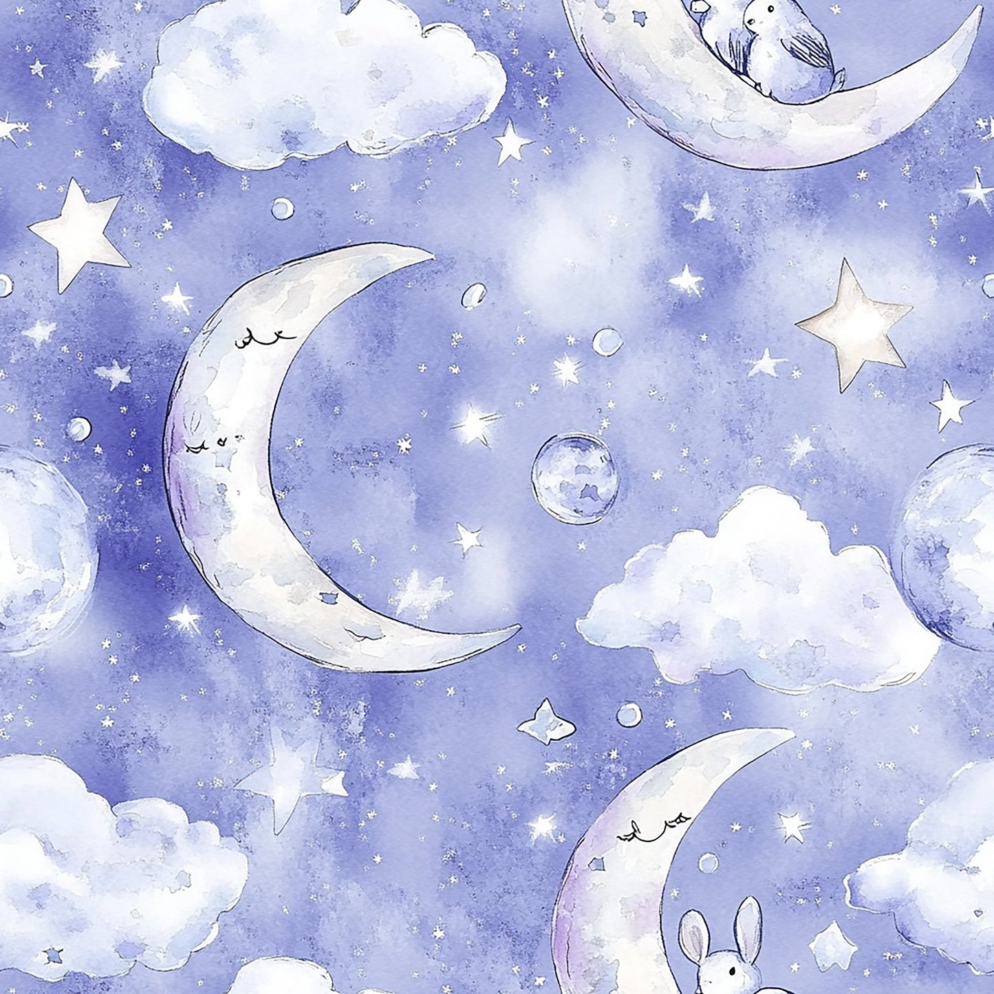Tissu "Rêves de Lune et de Nuages"