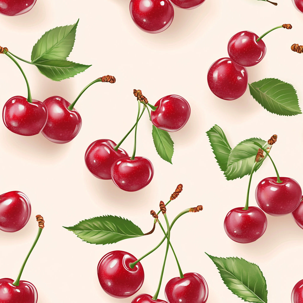 Tissu 100% Coton OEKOTEX - Motif Cerises