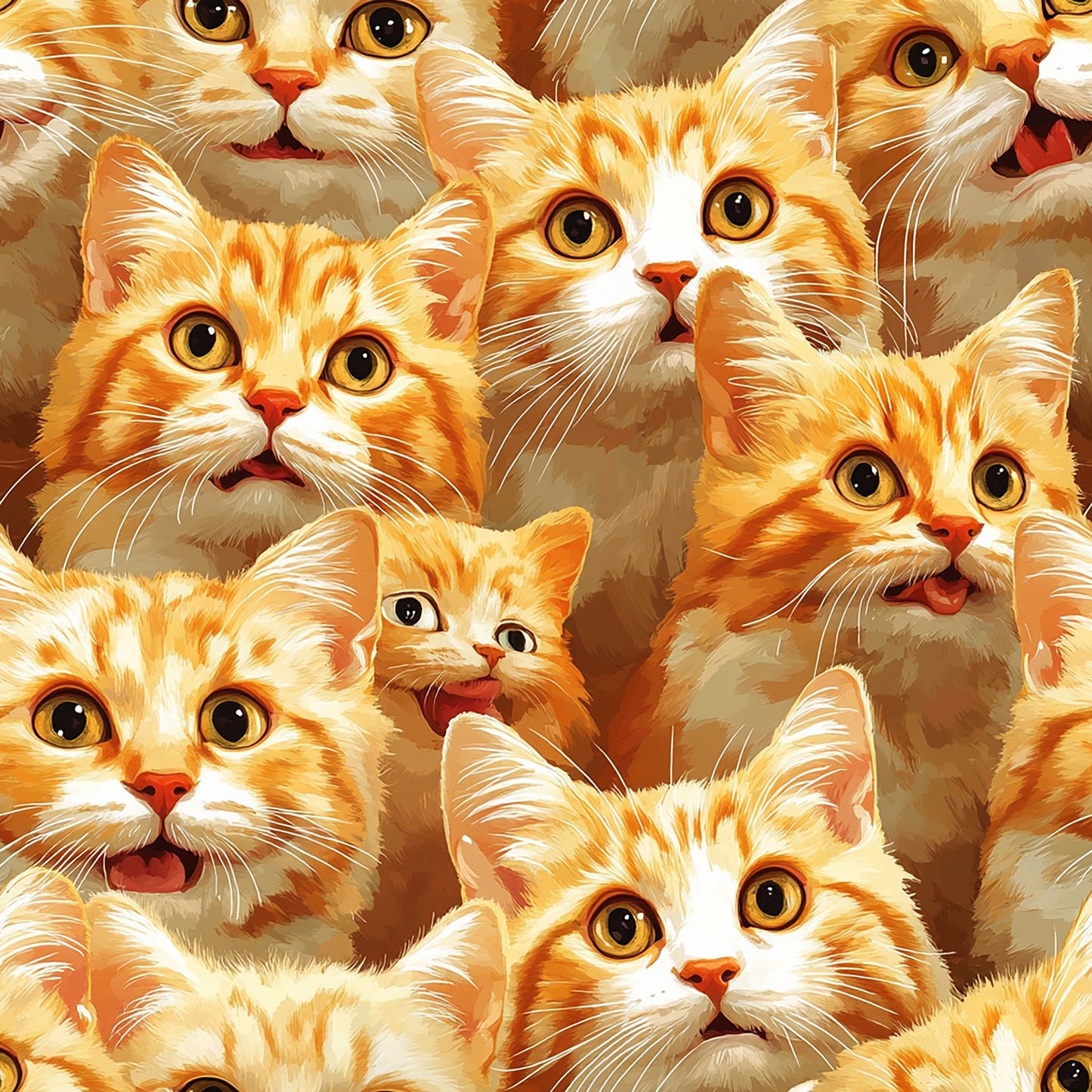 Tissu Coton Chats Roux Gourmands et Burgers – 100% OEKOTEX
