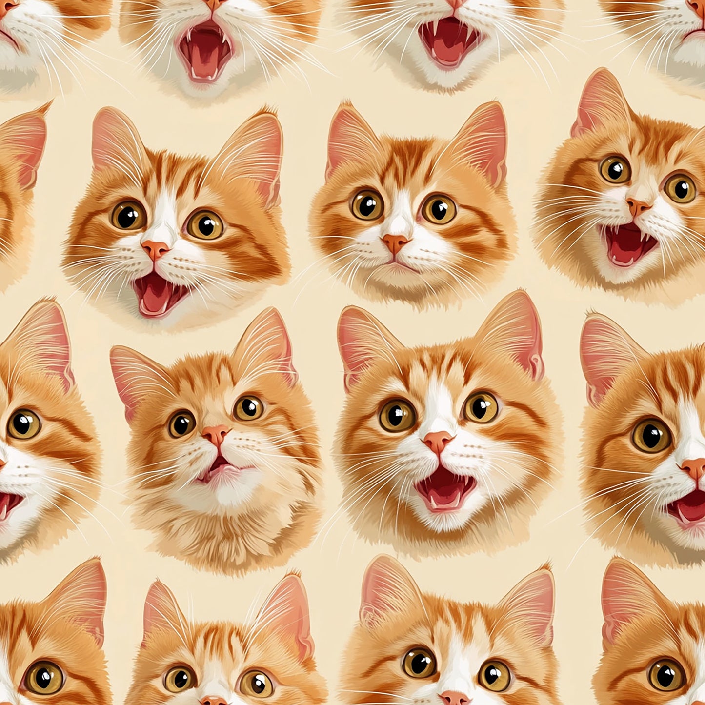 Tissu Coton Chats Roux Gourmands et Burgers – 100% OEKOTEX