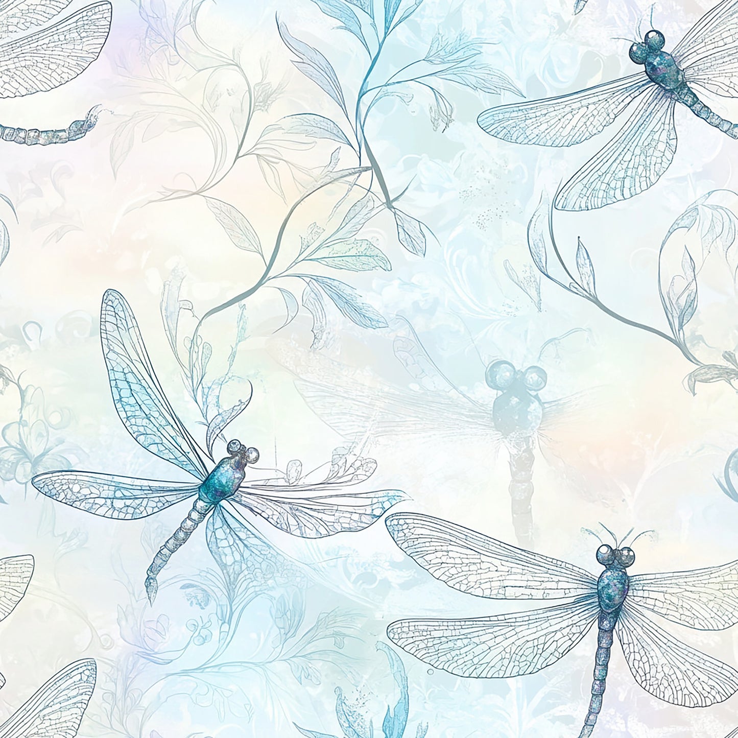 Tissu "Danse des Libellules" 100% Coton OEKOTEX