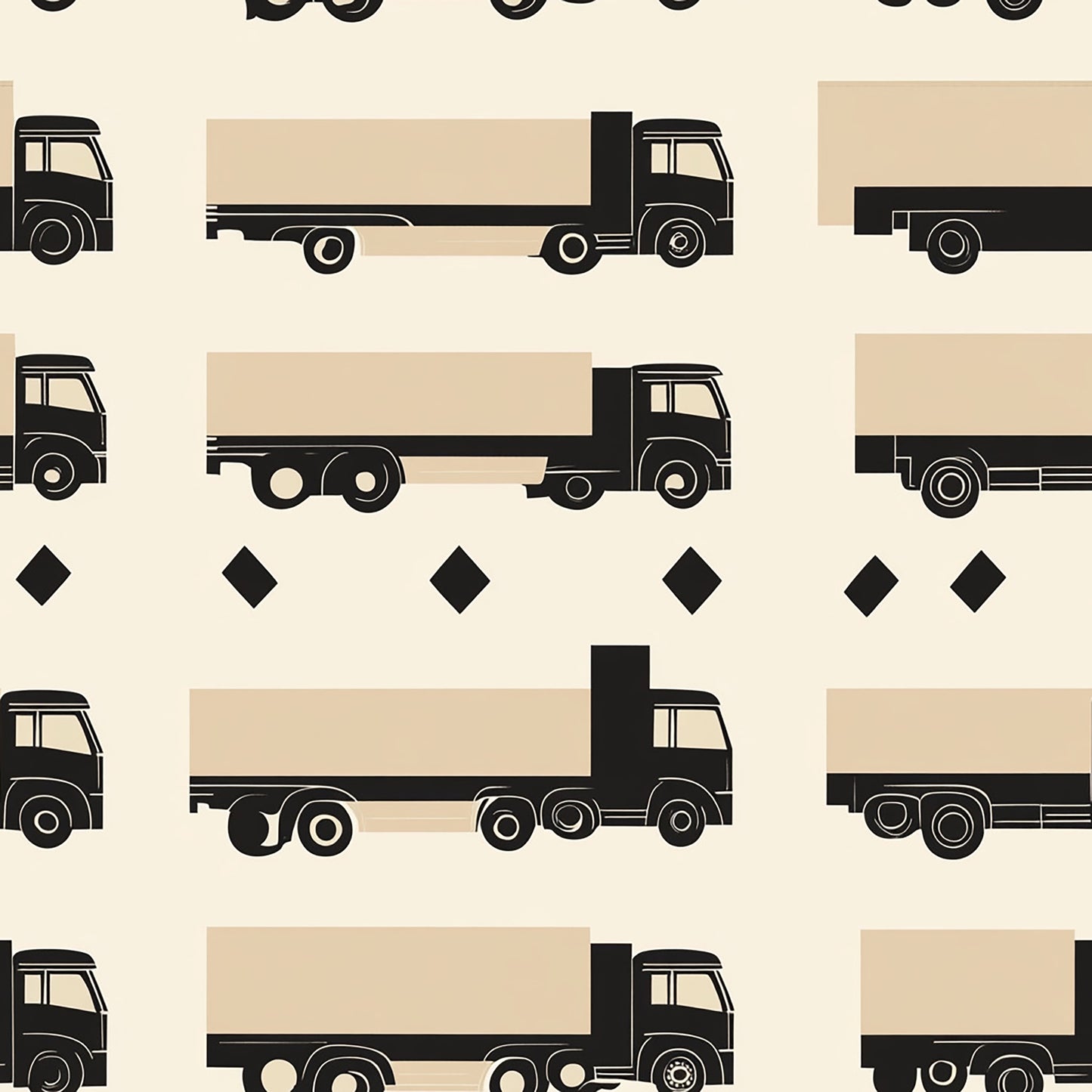 Tissu en coton 100% OEKOTEX – Motif "Camions et Routiers"