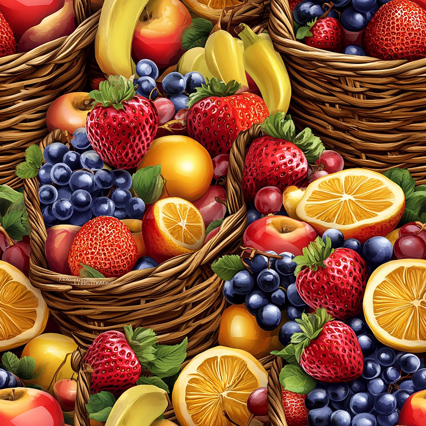 Tissu Panier de Fruits - 100% Coton OEKOTEX