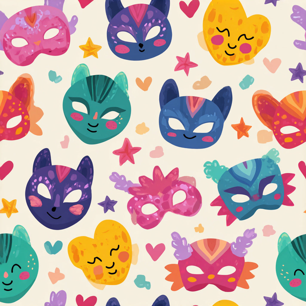 Tissu Coton Masques Festifs Carnaval enfant – 3 Variantes