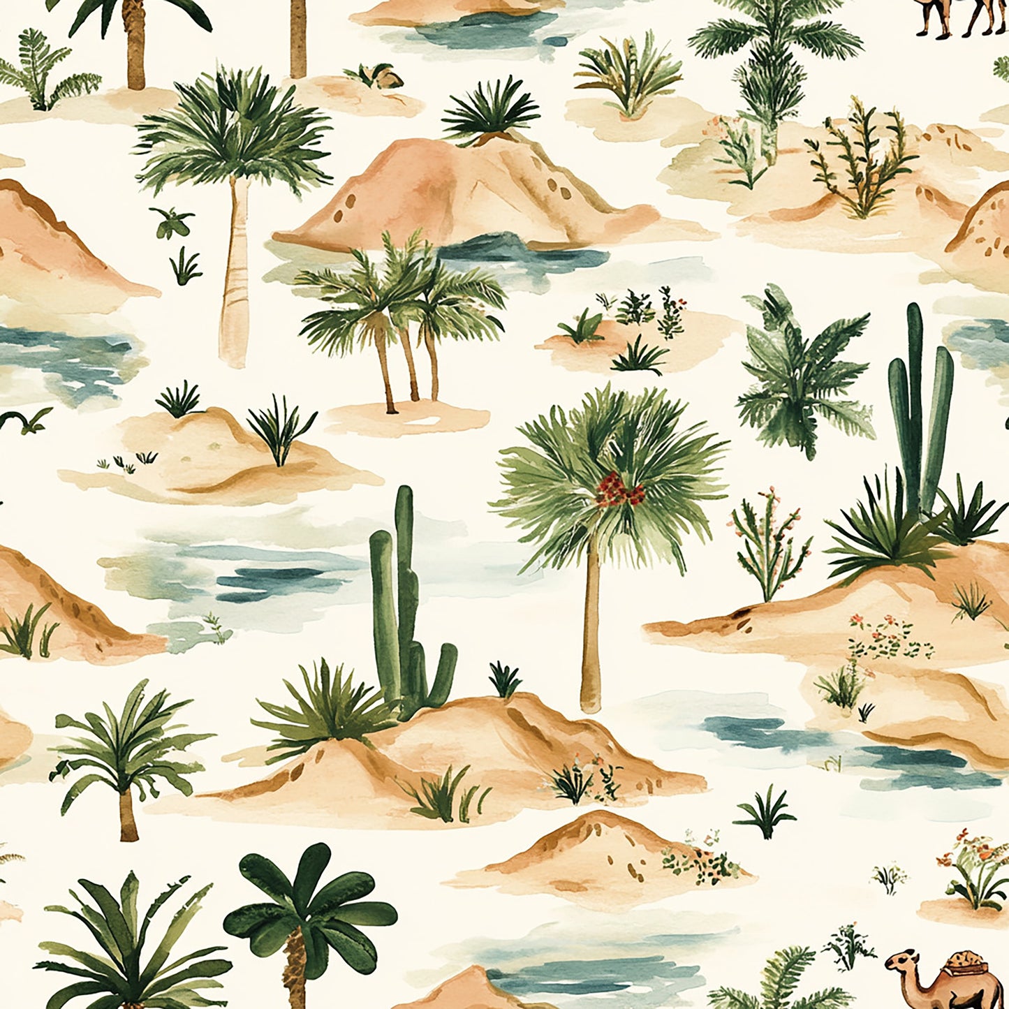Tissu Oeko-Tex Oasis & Désert – Palmiers, Dunes et Aventure