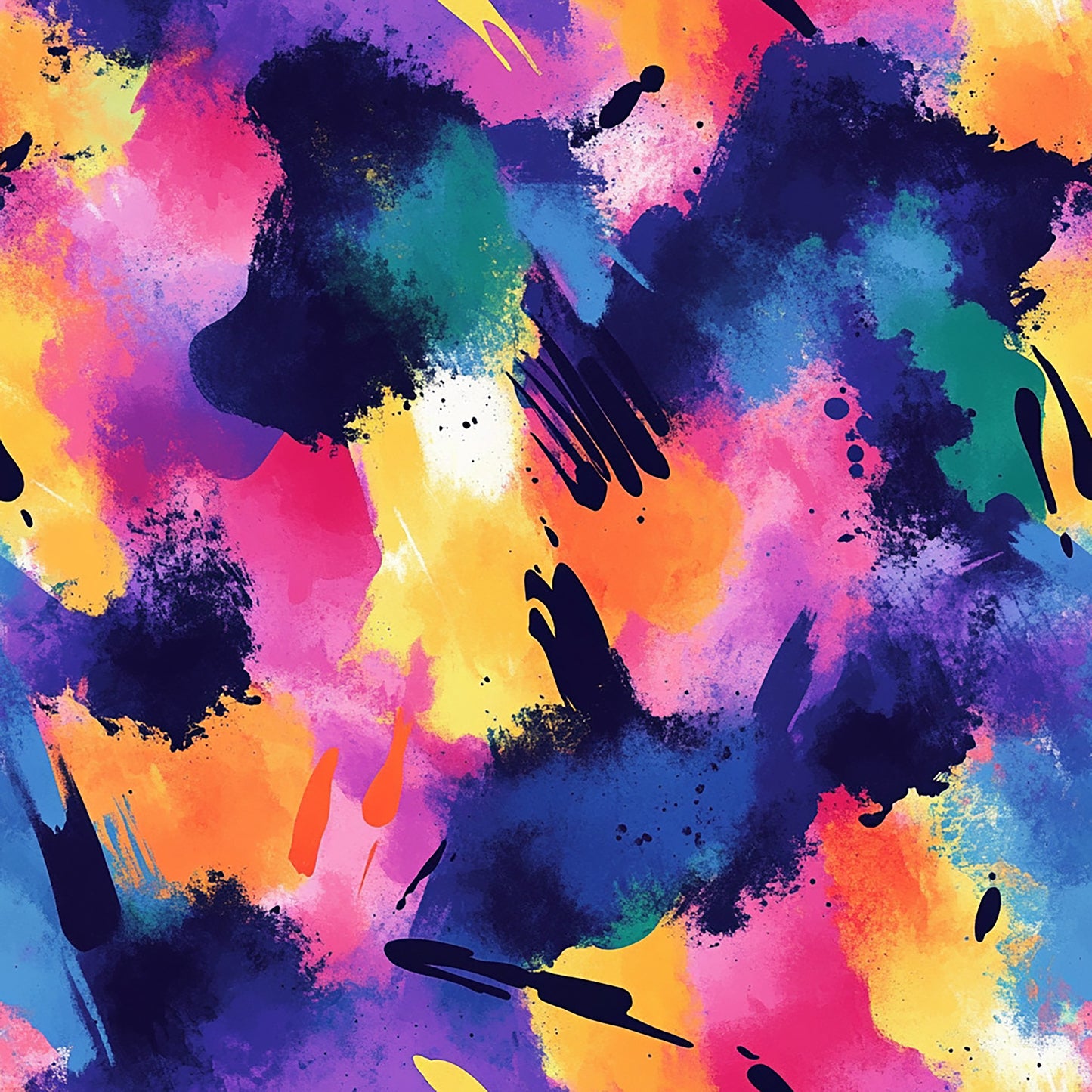 Tissu Oeko-Tex Abstrait Color Splash – Effet Aquarelle & Street Art