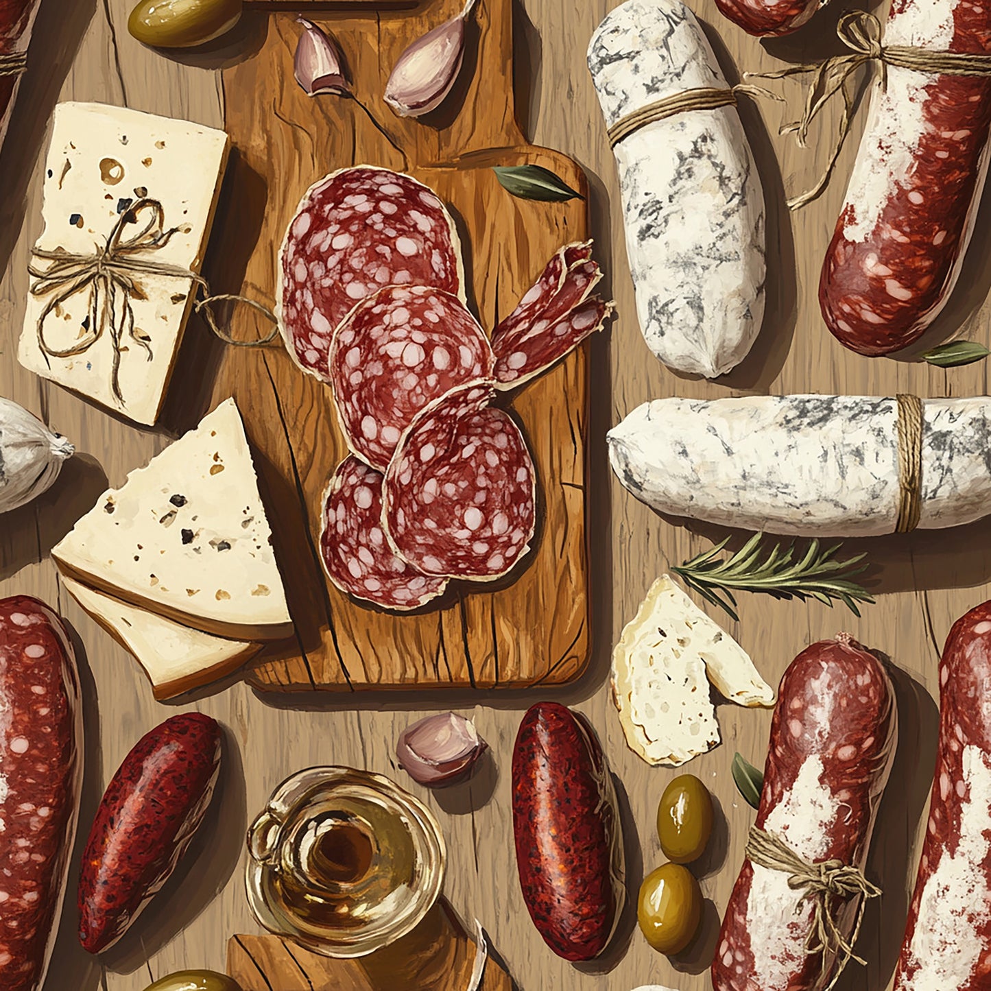 Tissu Oeko-Tex Raclette, Charcuterie & Gourmandises – Ambiance Terroir et Douceur