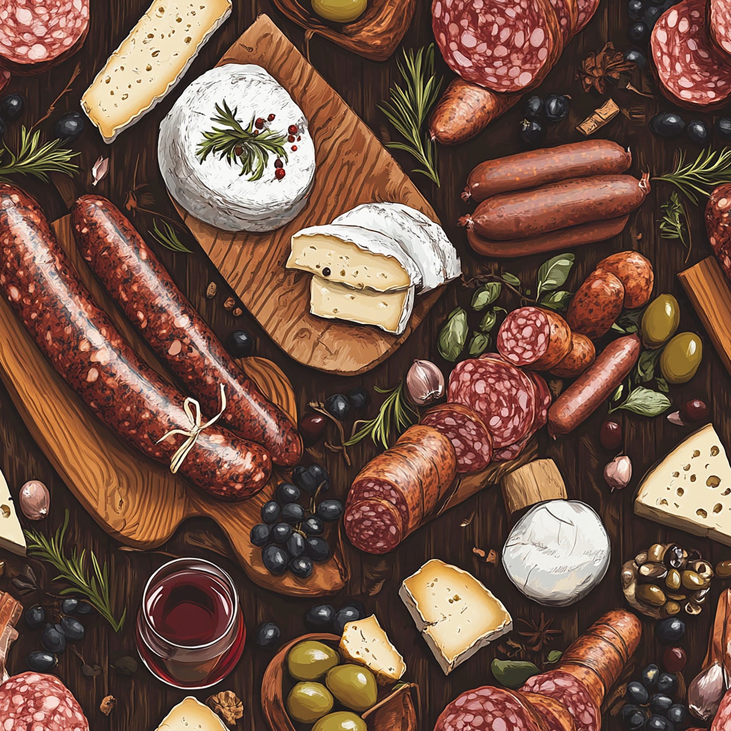 Tissu Oeko-Tex Raclette, Charcuterie & Gourmandises – Ambiance Terroir et Douceur