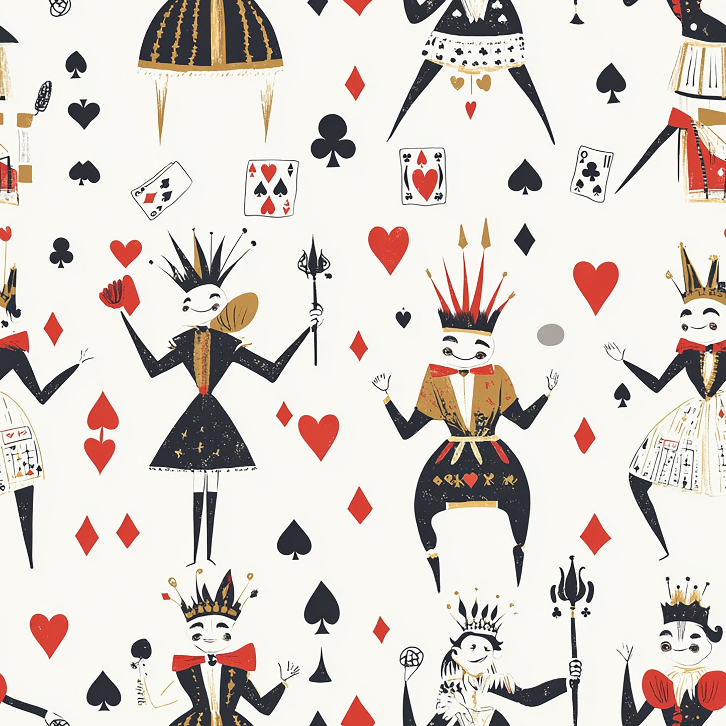 Tissu « Roi et Reine des Cartes »