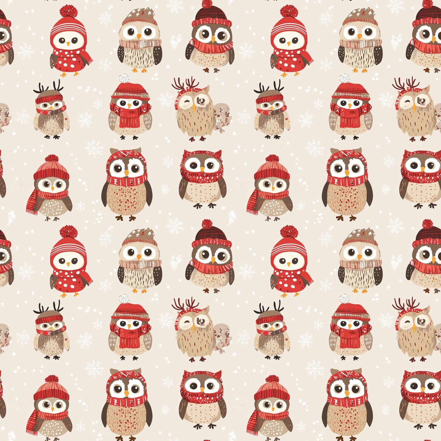 Tissu Hiboux Hivernaux