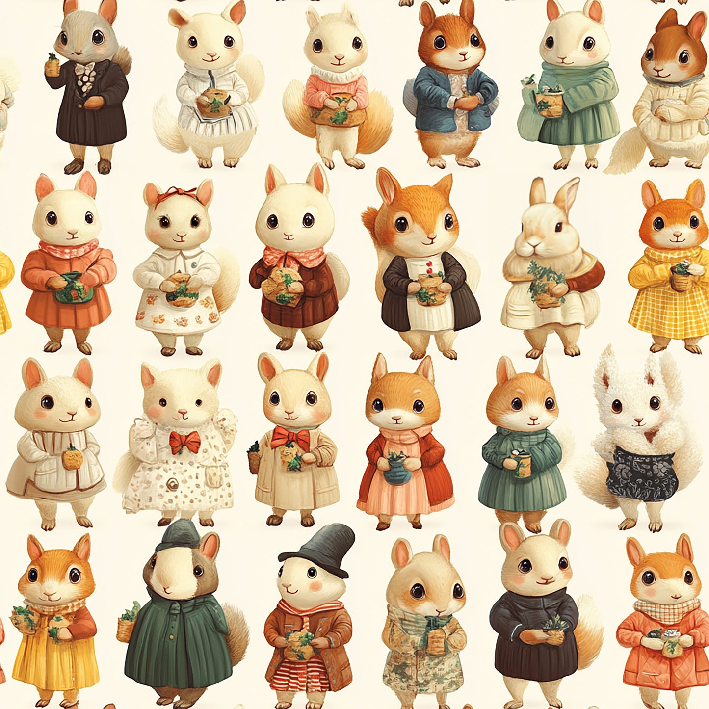 Tissu « Animaux en Costume Vintage » - 100% Écologique et Certifié OEKOTEX