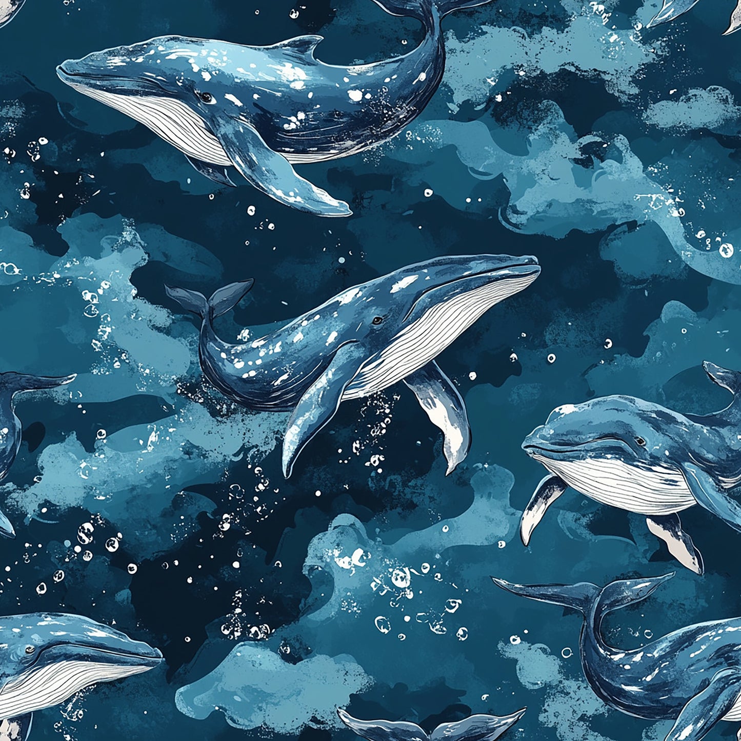 Tissu 100% Coton OEKOTEX – Motif Baleines