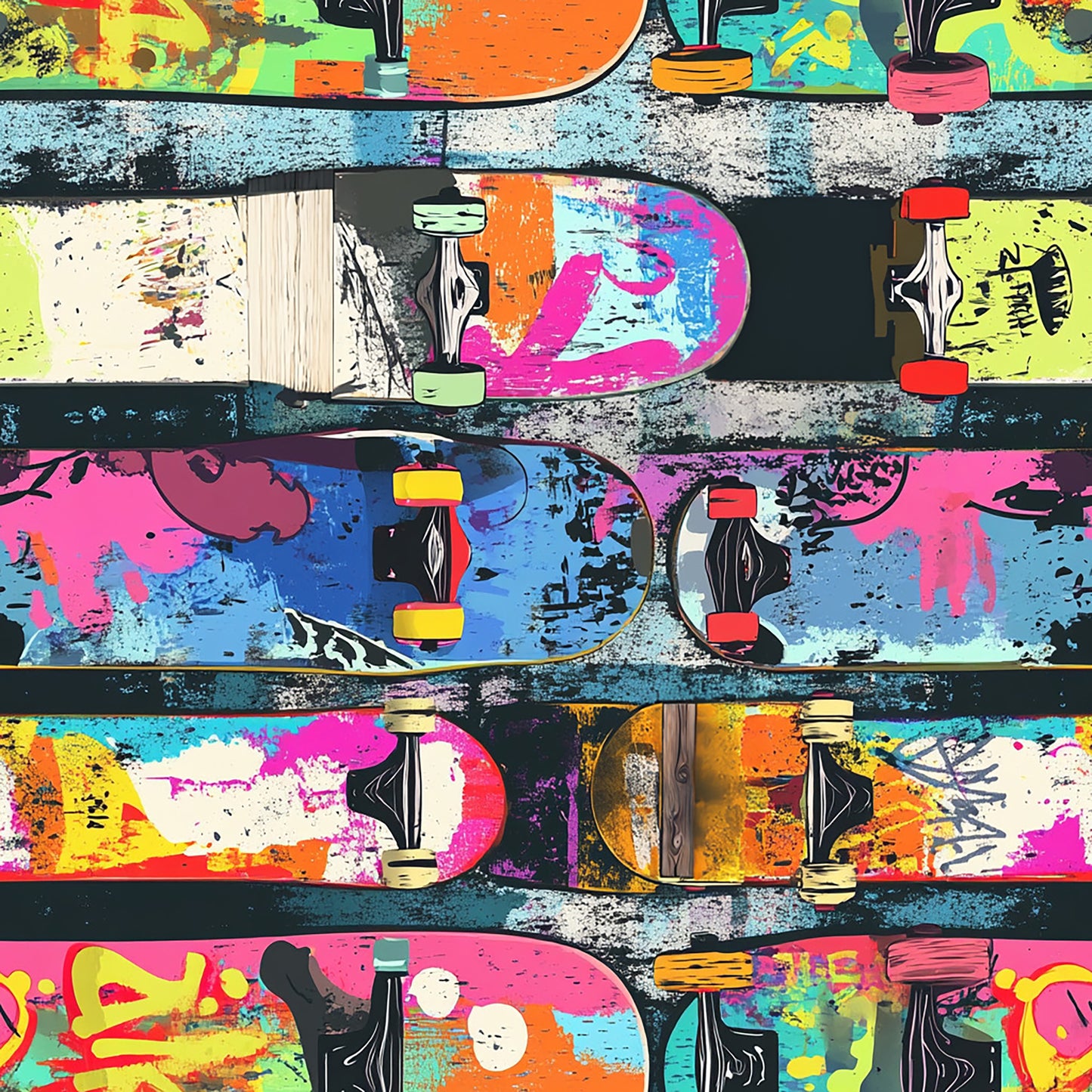 Tissu 100% Coton OEKOTEX – Motif Skateboard