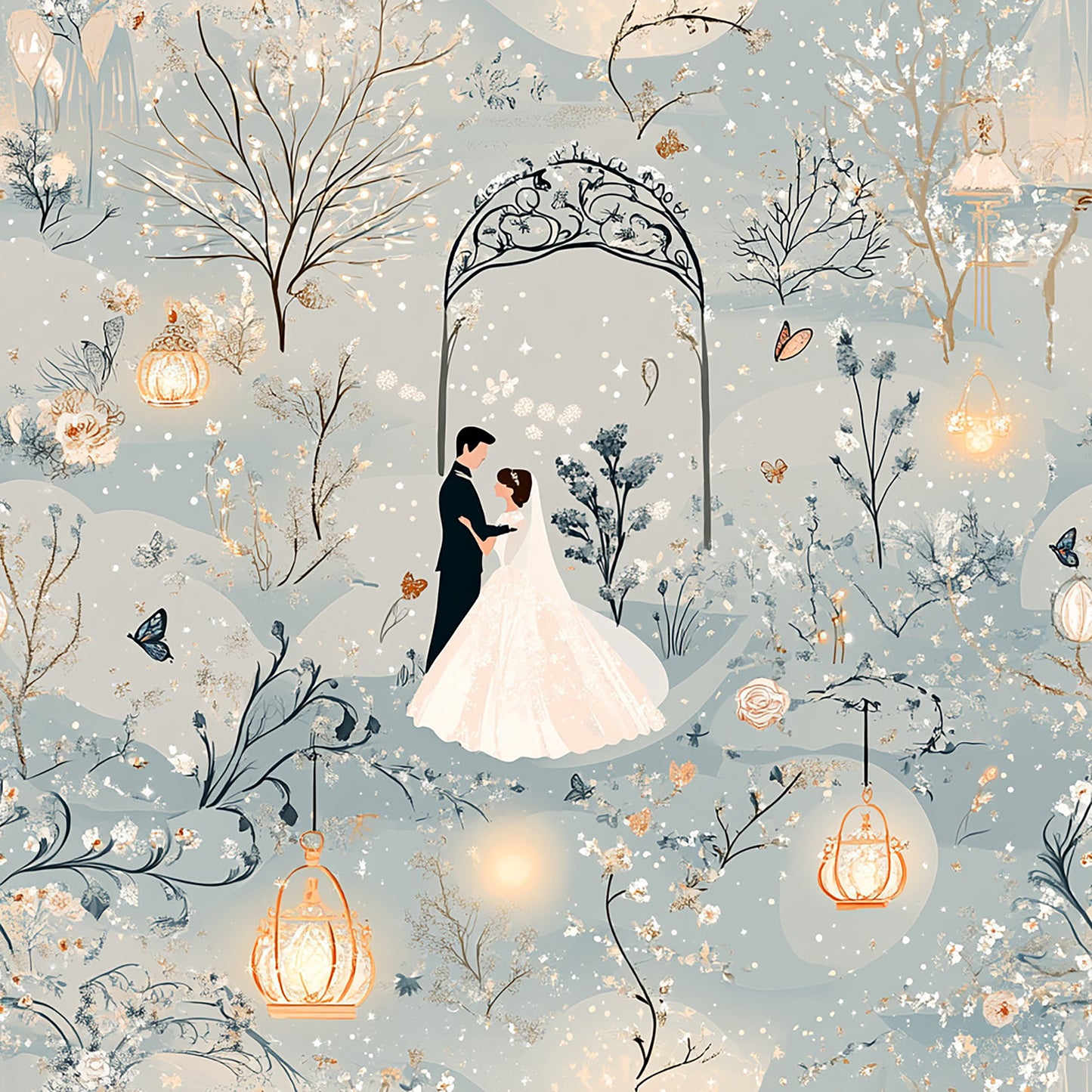 Tissu "Mariage Enchanté"