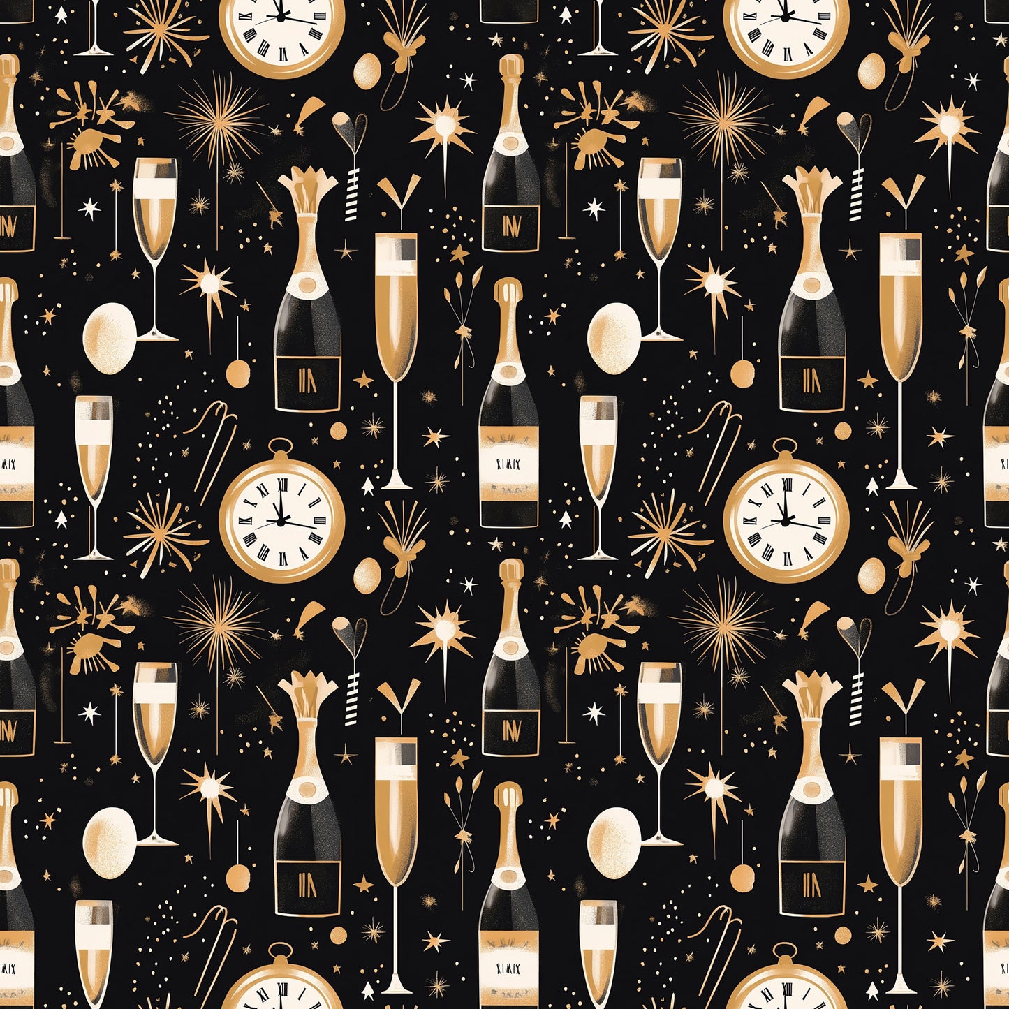 Tissu Festif Nouvel An Champagne