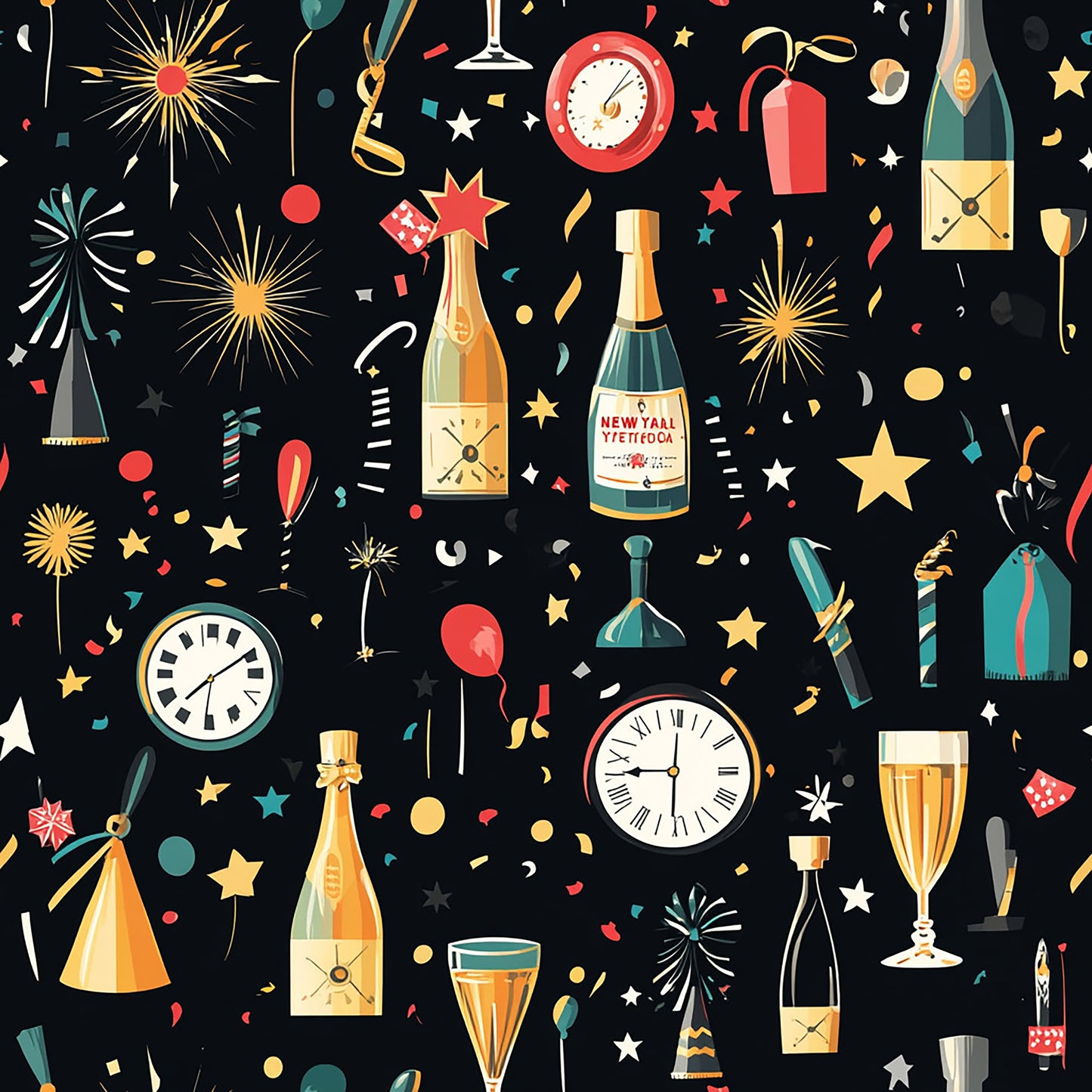 Tissu Festif Nouvel An Champagne