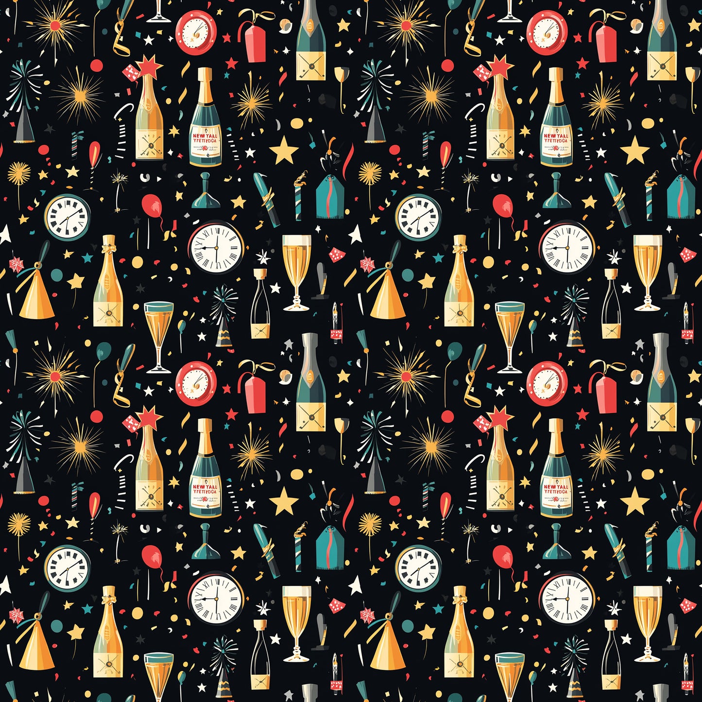 Tissu Festif Nouvel An Champagne