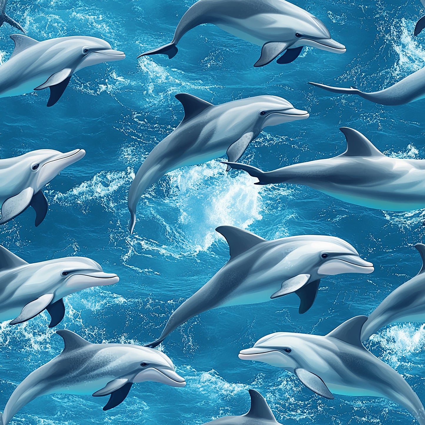 Tissu 100% Coton OEKOTEX – Imprimé Dauphins Marins