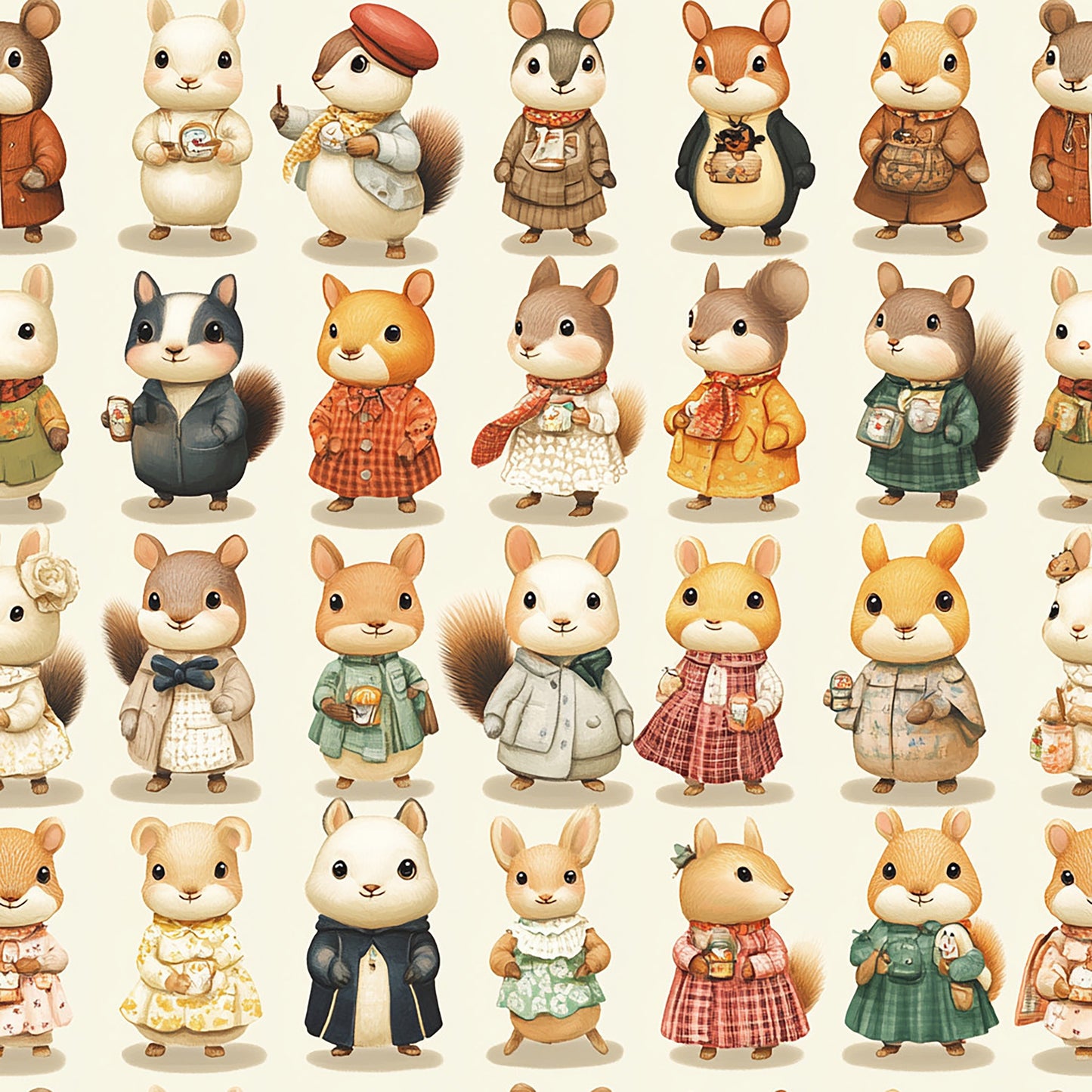 Tissu « Animaux en Costume Vintage » - 100% Écologique et Certifié OEKOTEX