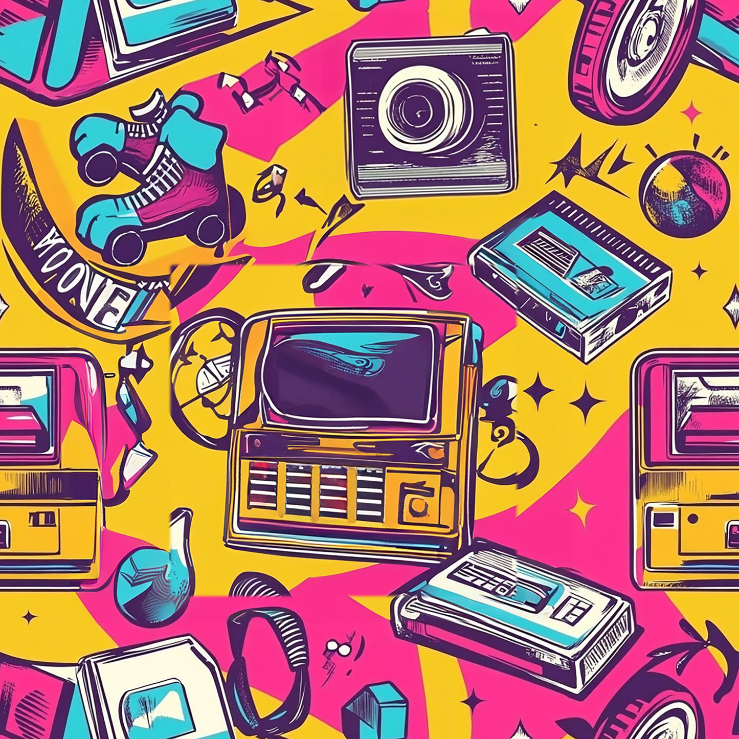 Tissu "Vibes des Années 80" (Vendu au mètre)