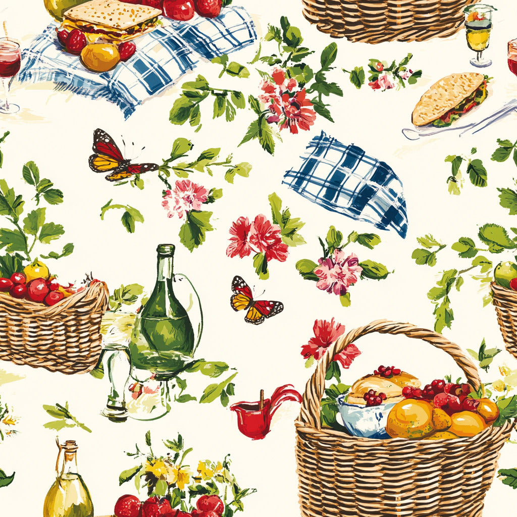 Tissu « Pique-Nique Champêtre » - 100% Écologique et Certifié OEKOTEX