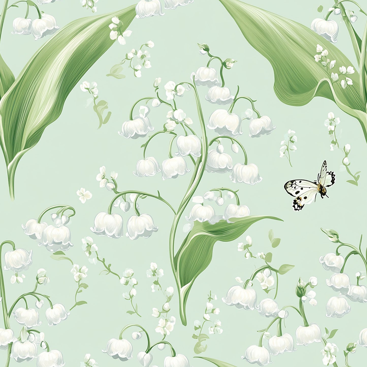 Tissu 100% Coton OEKOTEX - Motif Muguet