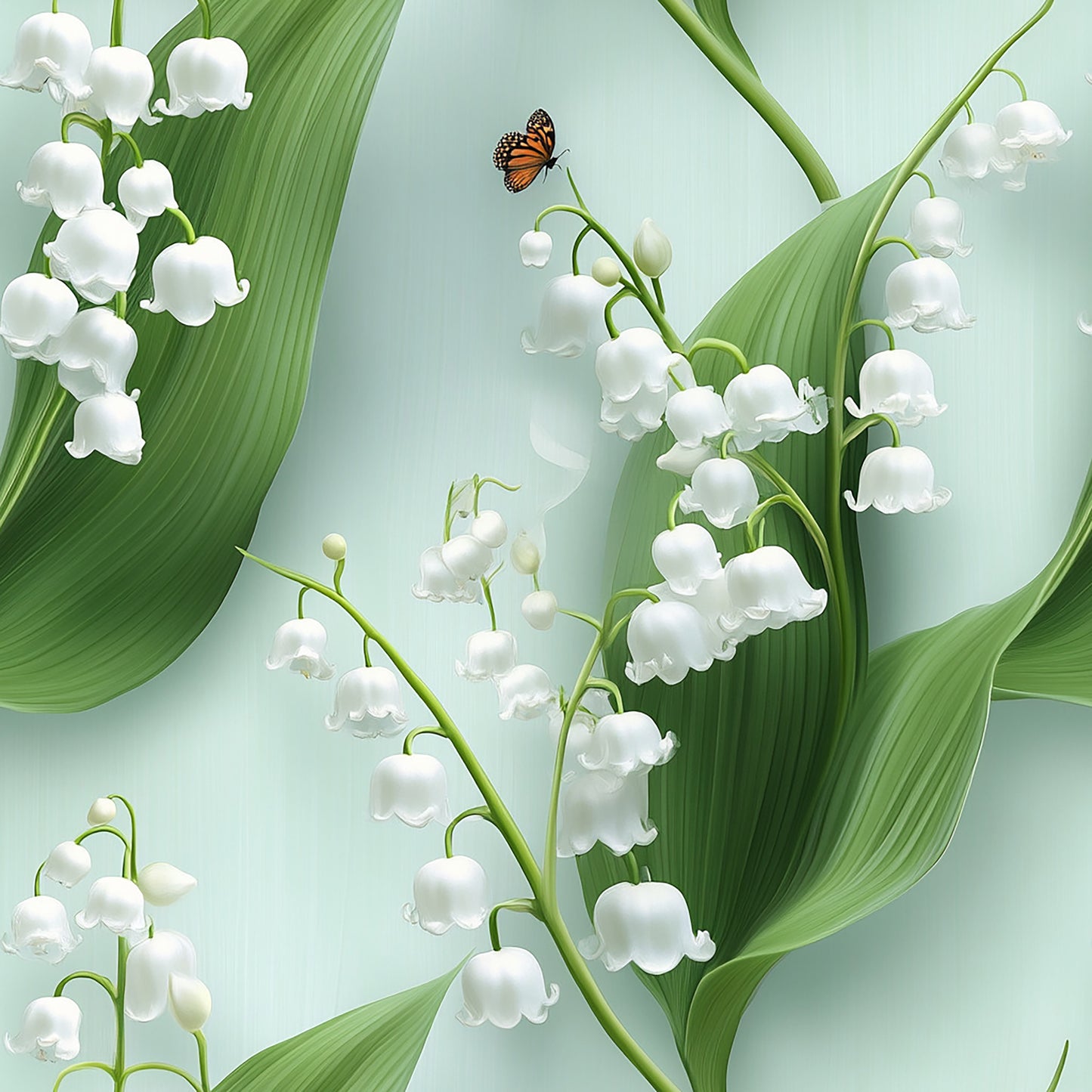 Tissu 100% Coton OEKOTEX - Motif Muguet