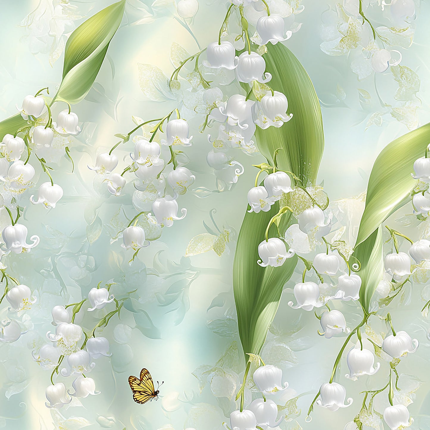 Tissu 100% Coton OEKOTEX - Motif Muguet