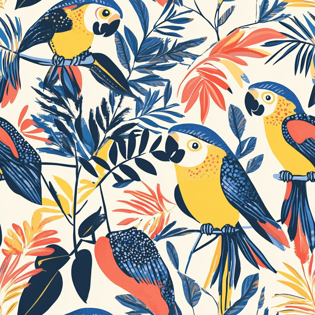 Tissu Motif Perroquets Tropicaux – Vibration Exotique