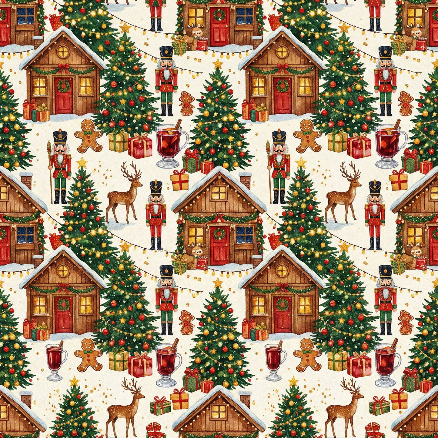 Tissu de Noël – Chalets Enchantés & Jouets Traditionnels