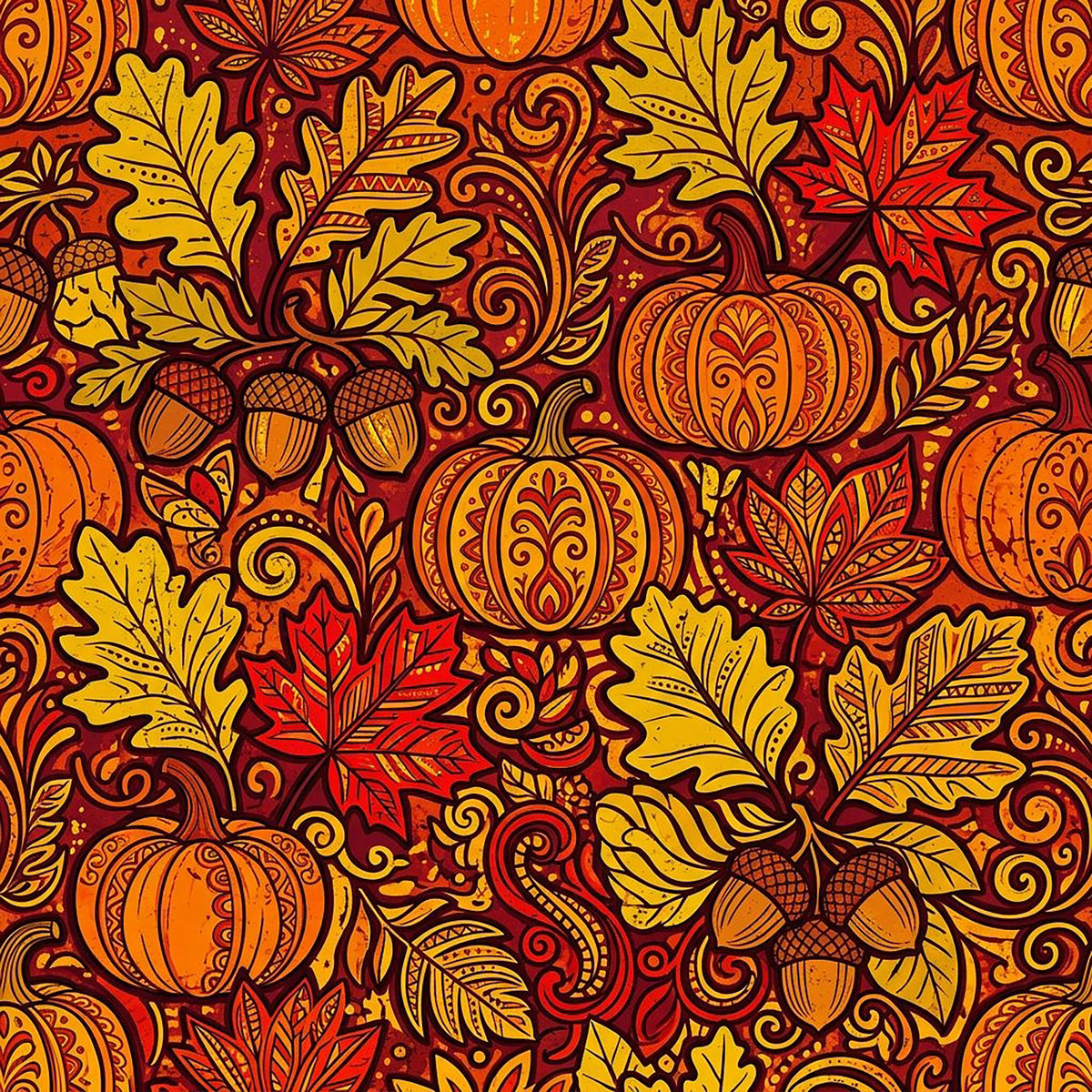 Tissu Coton façon Wax Motif Automne Gourmand – Oeko-Tex (3 coloris au choix)